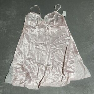 Morgan Taylor Intimates Nightgown Womens XL Pink Satin Slip Dress Romantic